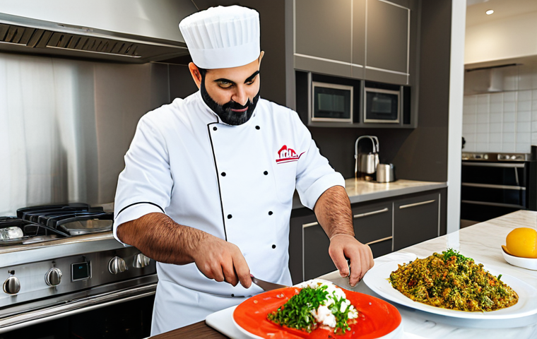 레바논 유명인사  파이루즈 나지 와하브 등 - **

"Elegant Lebanese fashion designer, fully clothed in a professional studio, surrounded by fabric...