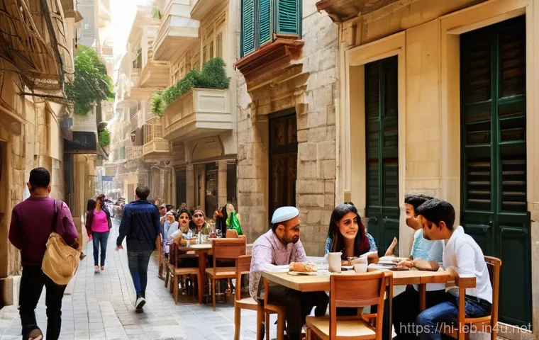 레바논의 주요 국제 관계 미국 프랑스 등 - **A Vibrant Franco-Lebanese Cultural Blend:**
"A bustling, sunlit street scene in a historic are...
