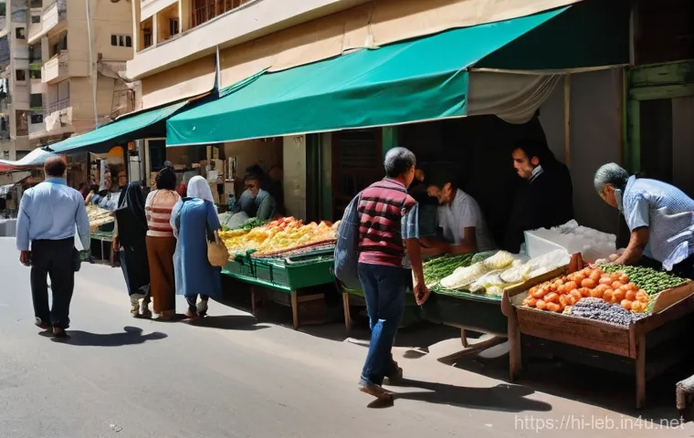 레바논의 주요 국제 관계  미국 프랑스 등 - **A Vibrant Franco-Lebanese Cultural Blend:**
    "A bustling, sunlit street scene in a historic are...