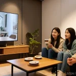 Home 19 레바논 내 한류 확산과 현지 반응 - **Prompt:** A group of diverse young Lebanese friends, aged 18-25, gathered in a modern, cozy living...