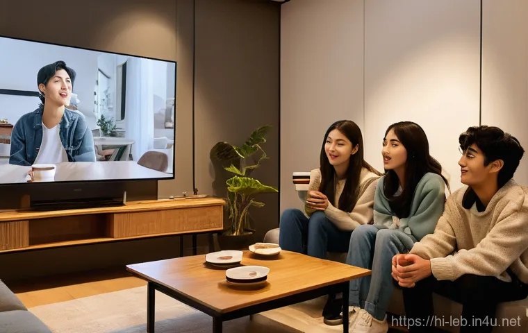 레바논 내 한류 확산과 현지 반응 - **Prompt:** A group of diverse young Lebanese friends, aged 18-25, gathered in a modern, cozy living...