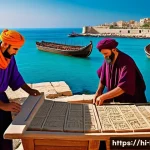 Home 17 레바논 역사 박물관 및 방문 정보 - **Prompt:** A vibrant, historical scene depicting an ancient Phoenician port in Lebanon during its p...