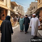 Home 21 레바논 문학과 그 특징 - A vivid and detailed scene depicting Lebanese social inequalities: a diverse urban street setting sh...